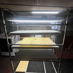 Indoor 4 Tier Rolling Plant Stand With Grow Lights 