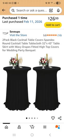 2 pack black cocktail tablecloths