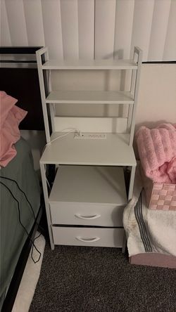 White Shelving Unit with Two Drawers + LED