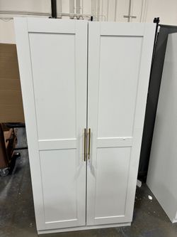 As is Kitchen Pantry Cabinet 62.99" Tall, Freestanding Storage Cupboard with Shelves