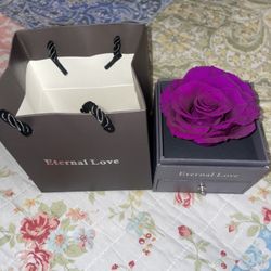 Preserved Rose With “I Love You” Heart Necklace