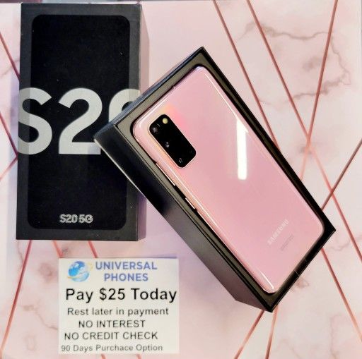 Samsung Galaxy S20 5G 128gb  Unlocked, FREE Smartwach/ Headphones. Pay $1 Today Rest in payments. NO CREDIT NEEDED FINANCING