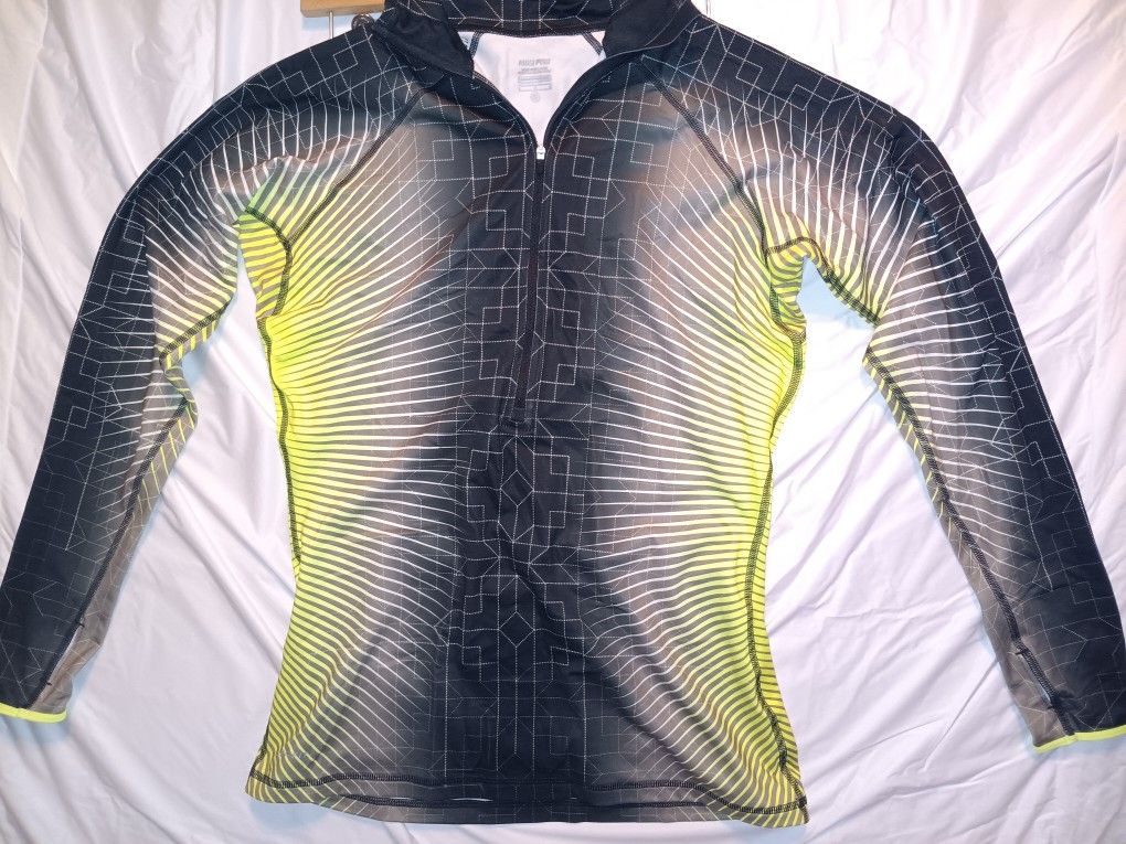 Nike Pro Running Jacket Women Size Large 1/2 Zip Black Volt Hyperwarm