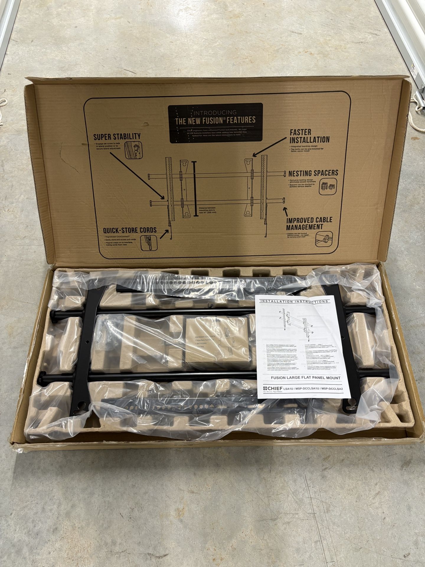 Chief Large Fusion LSA1U Fixed Wall Display Mount Black 42"- 86" NEW Open Box