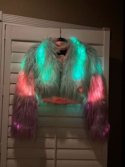 LED Light-Up Faux Fur Cropped Jacket