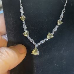 Brazilian Golden Apatite and White Zircon Necklace - new