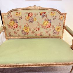 Antique Aubusson Gilt Settee