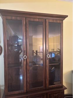 vintage cherry wood china hutch