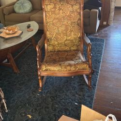 Lincoln Rocking Chair From The 1800S. I’ve Had This For 40 Years. Bought It From An Old Lady Out Of Her Garage. Original Fabric. Perfect Condition.