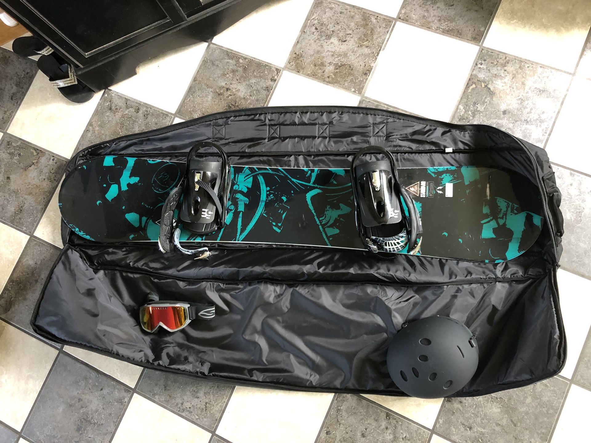 2017 K2 Snowboard 160cm (Element Bindings), Triple EightHelmet (Smith goggles), Demon Snowboard Bag