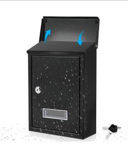 Amylove Locking Wall Mount Mailbox Key Lock, Metal for Outside, Black
Weatherproof Outdoor, Large Holds Mail Packages Donations, Secure Slot 2 Keys, M