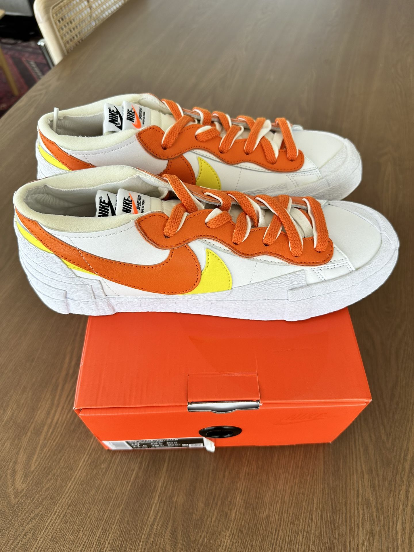Brand New Nike Blazer Low Sacai White Magma Orange 10M
