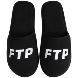 FTP Fuck The Population Logo Slippers Black Fits 10-12