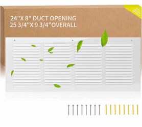 Steel Return Air Grille 24x8 Duct Opening