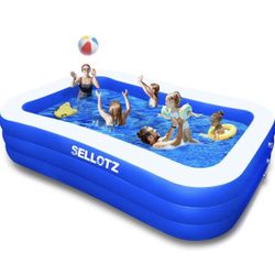 SELLOTZ Inflatable Pool for Kids and Adults, 120" X 72" X 22" Oversized Thickened Family Swimming Pool for Toddlers, Outdoor, Garden, Backyard, Summer