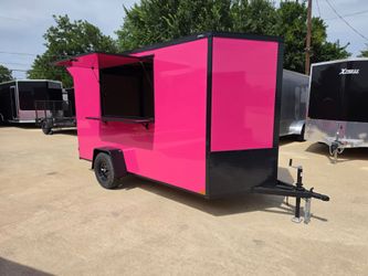2026 New 6x12 SA Screwless Vending Enclosed Trailer | Blackout | Spoiler Package | .08 polycor | dexter axle | 1177 (Pink)