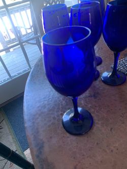 5 -8” cobalt blue water / wine stemmed goblets