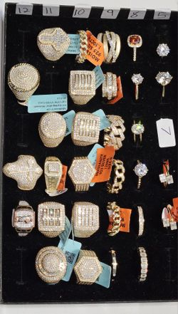 Men a woman's Gold Over 925 Sterling Silver Rings With Genuine Moissanite