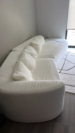 Large White Curved Sectional Sofa