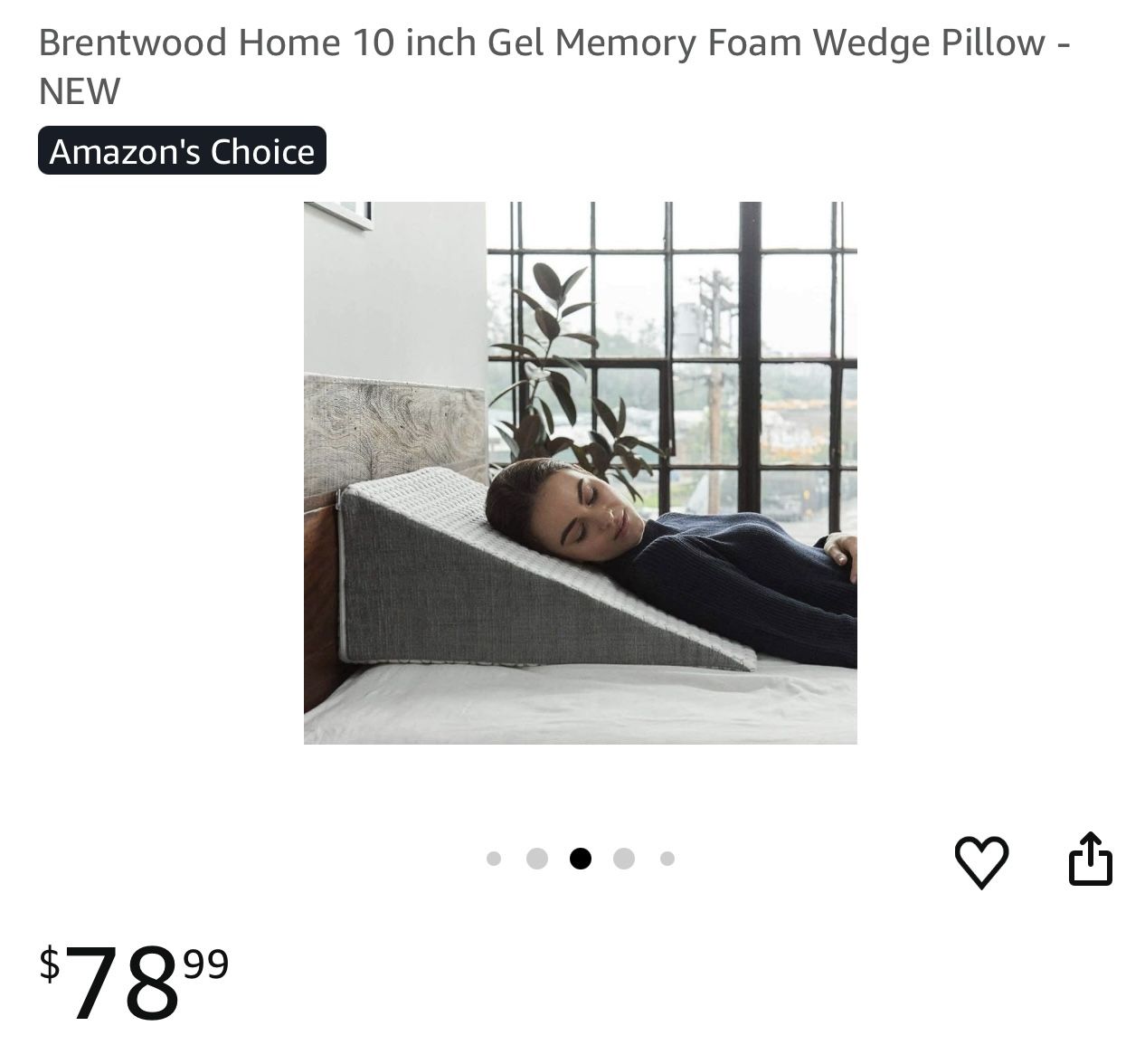 Wedge Pillow Brentwood Home 10 inch Gel Memory Foam Wedge Pillow