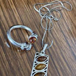 Amber And Sterling Silver