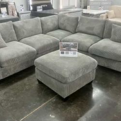 New Corduroy Sectional Sofa Couch with Ottoman! Includes Free Delivery 🚚! 
