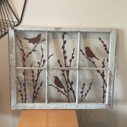 Rustic Window With Bird Decals
