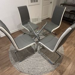 Glass Kitchen Table And 4 Chairs Grey