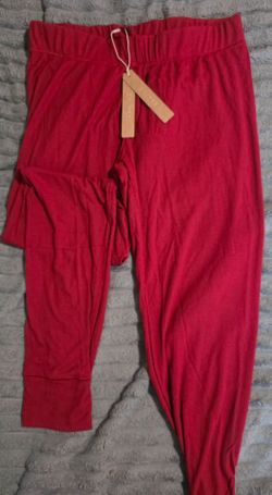 Skims Red Ribbed Lounge Pants with Tags