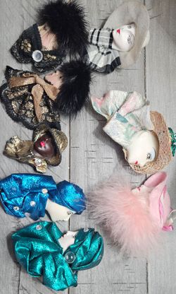 Vintage Lady Face Brooches