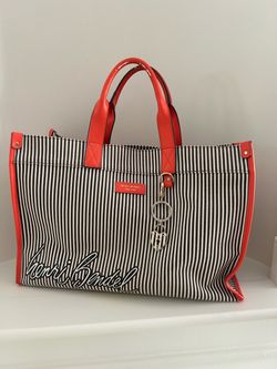 Henri Bendel New York Striped Canvas Tote Bag