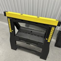 Stanley Folding Adjustable Sawhorse Black Yellow Lightly Used