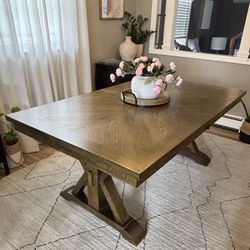 Light Oak Extendable Dining Set with 7 Chairs