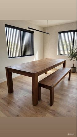 Solid Wood Dining Table with Bench