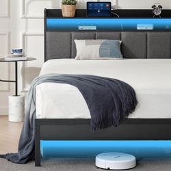 *Brand New* Z-hom Queen Bed Frame with LED Lights Headboard (Mattresses Available!)