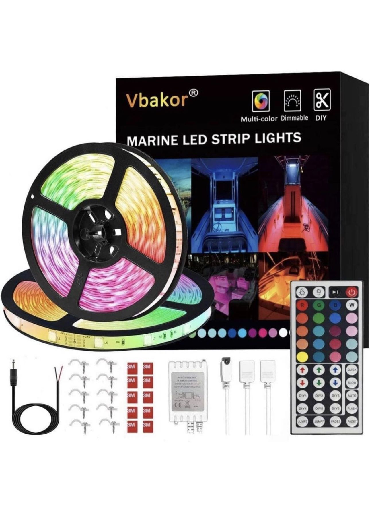 Led Strip Lights Boat Lights, 60FT Marine Pontoon Boat Lights, Waterproof Boat Deck Lights, Multi-Color Boat Interior Lights for Pontoon Jon Bass Boat