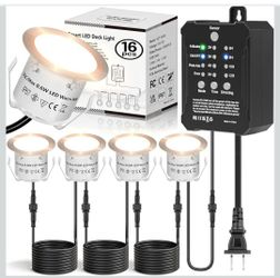 Low Voltage Deck Lights Recessed Kit with Transformer Dimmable Timer and Photocell Sensor Outdoor LED Deck Lighting IP67 Waterproof 2700K for Stair St