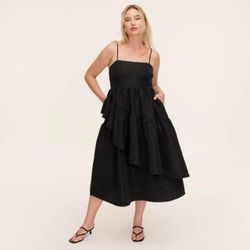 Kate spade x target black midi ruffle dress size XS new with tag spaghetti straps