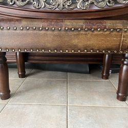 Leather Foot Stool Ottoman Bench