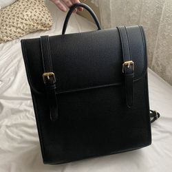 Black Faux Leather BackPack