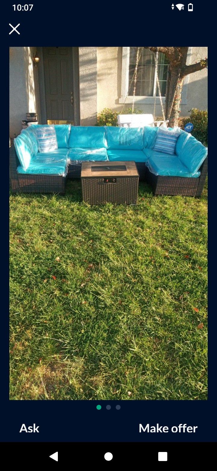 Chat Patio Furniture Set Propane Fire Pit Outdoor Furniture Outdoor Patio Furniture Set Patio Chairs Patio Sofa Patio Couch Brand New Patio Set Home & Garden