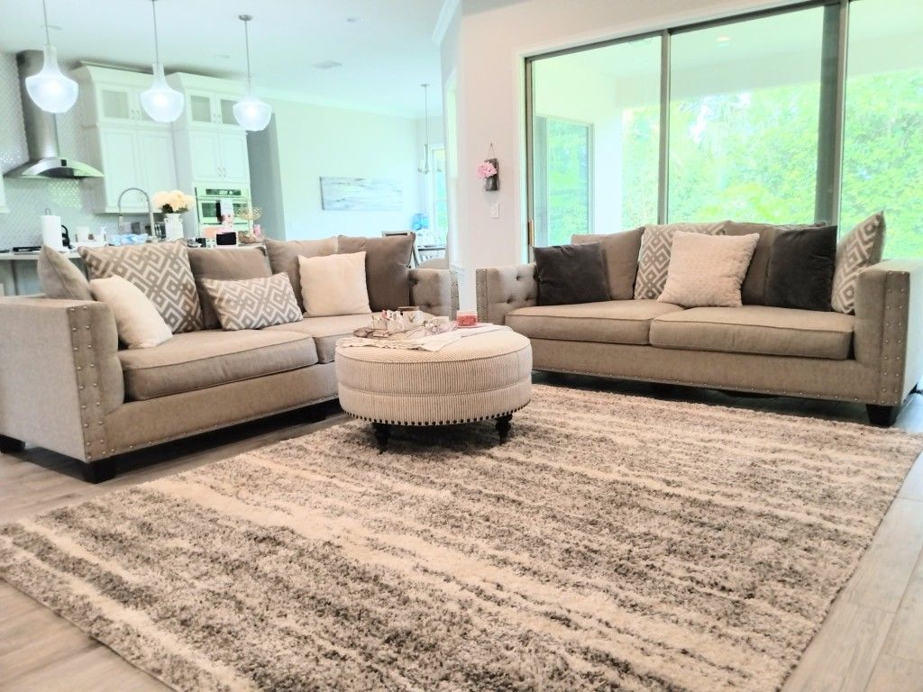 Beige Sofa and Loveseat Set 