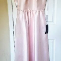 Bridesmaid / prom / party dress, Sleeveless rose gold peach/pink long, size 8