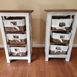 Sturdy End Tables with Storage Baskets