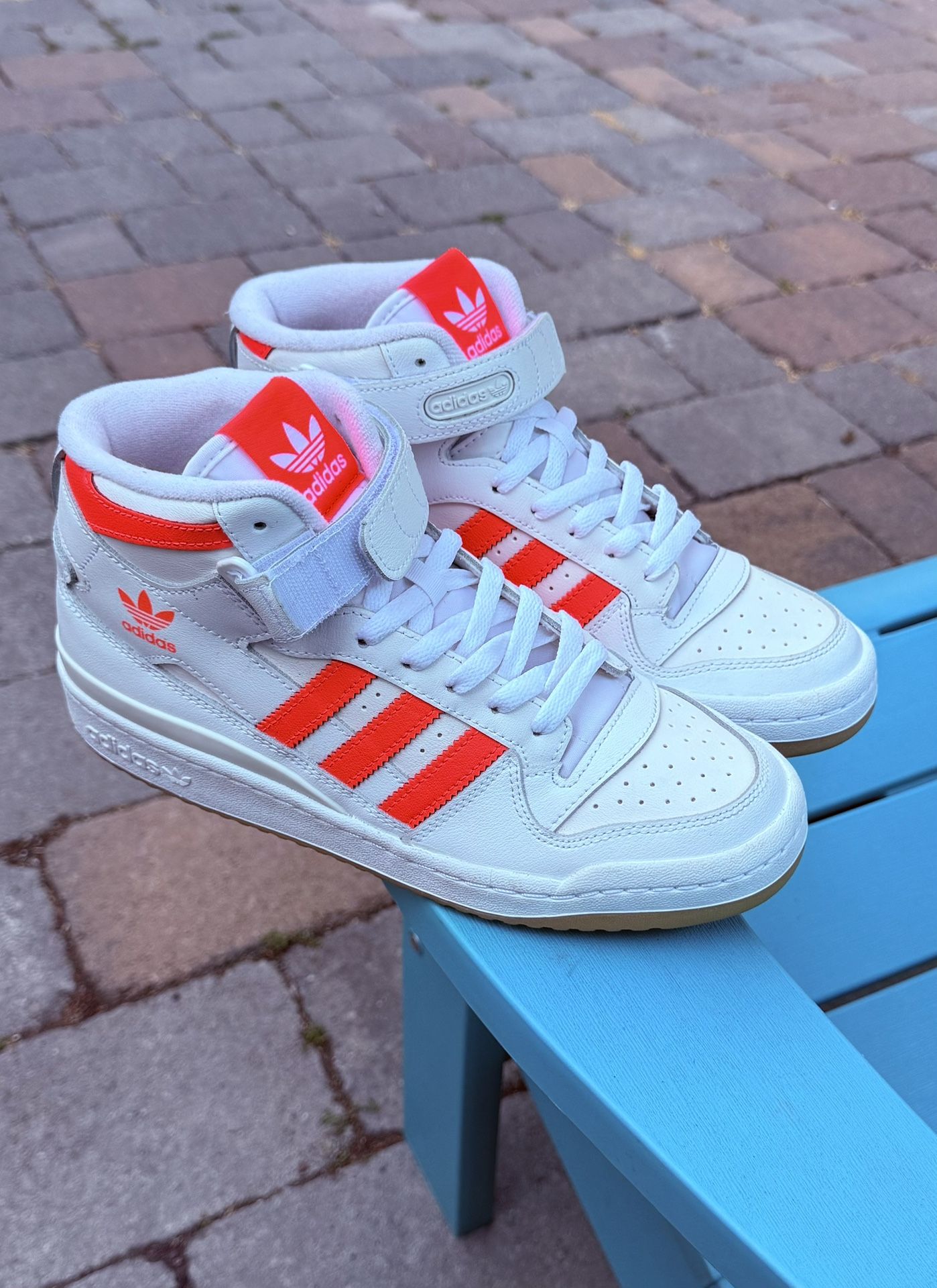 Women's Adidas Forum Mid 'White Turbo' Athletic Sneakers - US Size 9 Barely Worn