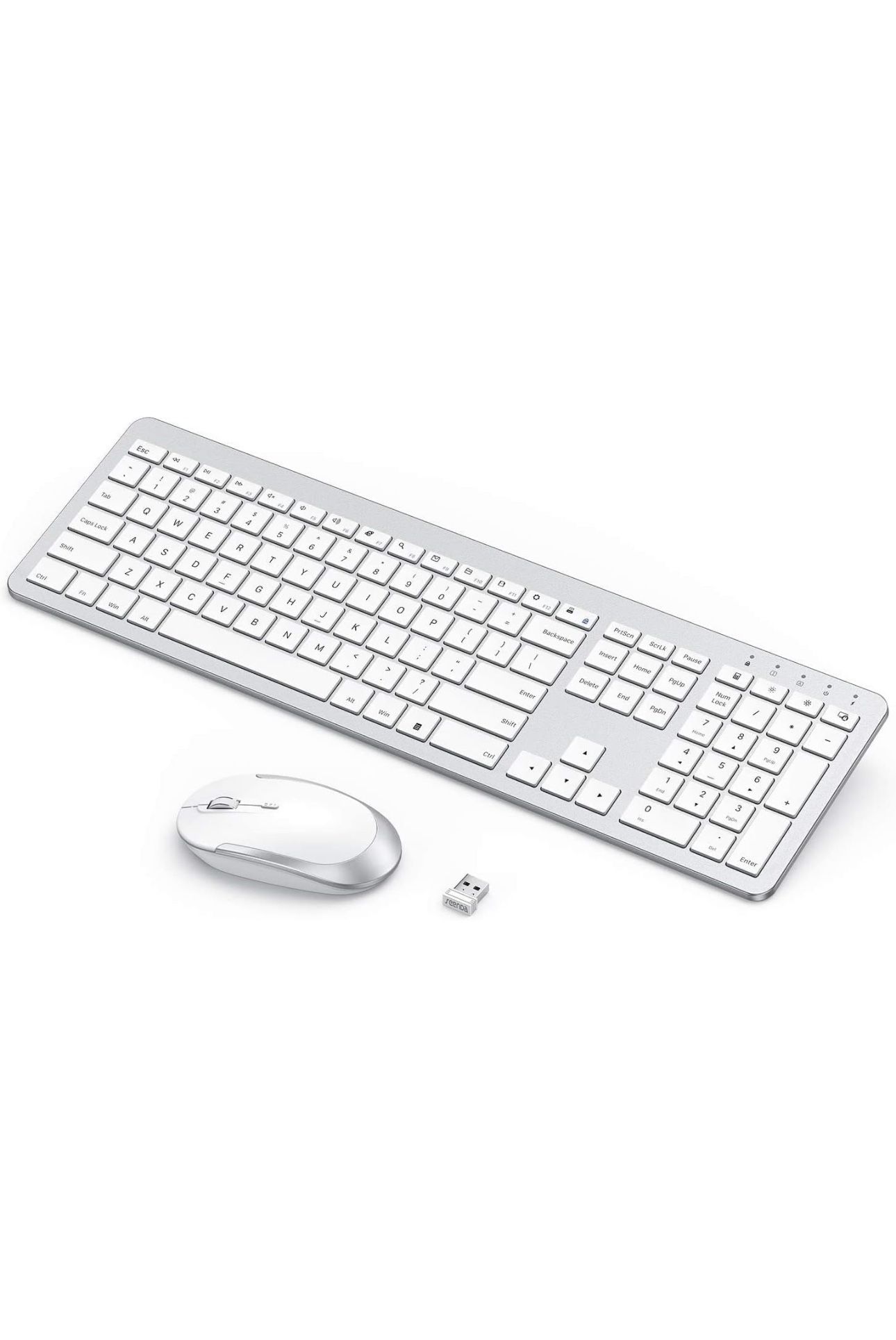 Rechargeable Wireless Keyboard Mouse Combo - Seenda Full Size Cordless Keyboard & Mouse Sets with Build-in Lithium Battery Ultra Thin Quiet Keyboard