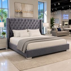 Bed Frame Grey New