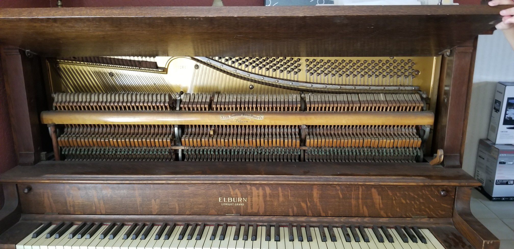FREE! - Elburn antique 1917 upright oak grand piano