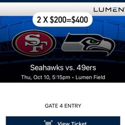 Seattle Seahawks VS San Francisco 49ers Tickets