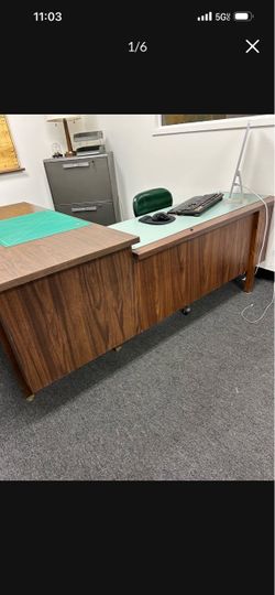 L-Shaped Walnut Office Desk